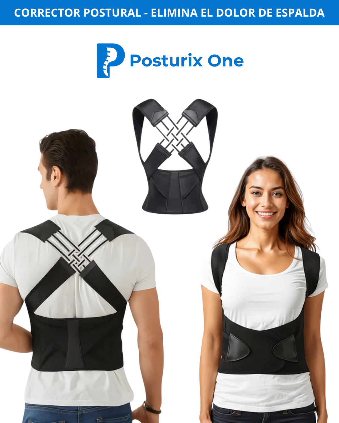 Corrector postural + Guía exclusiva: Anti dolor de espalda, cuello y encorvamiento