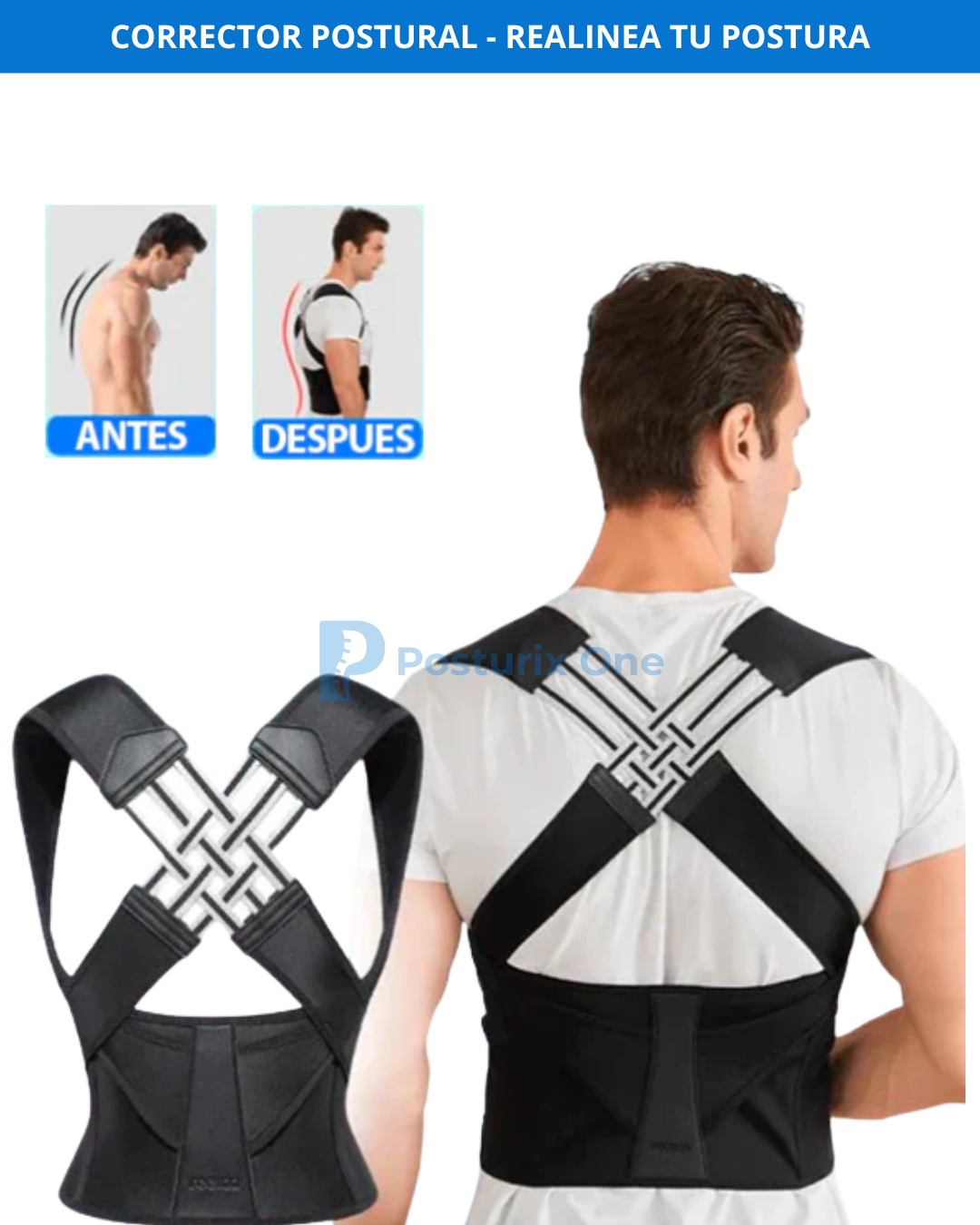 Corrector postural + Guía exclusiva: Elimina dolor de espalda y encorvamiento
